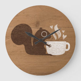 Squirrel Coffee Lover | Whimsical Woodland Grote Klok