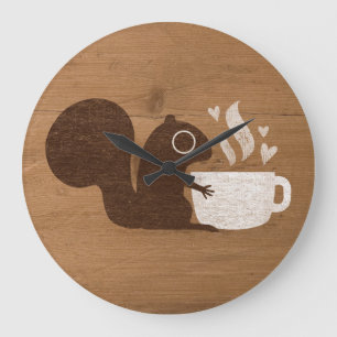 Squirrel Coffee Lover   Whimsical Woodland Grote Klok