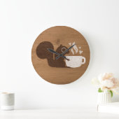 Squirrel Coffee Lover | Whimsical Woodland Grote Klok (Huis)