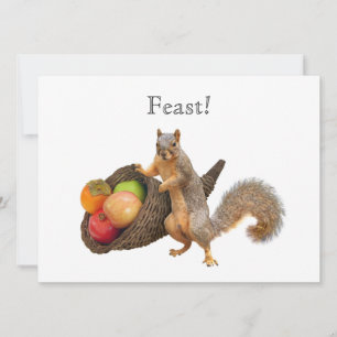 Squirrel Cornucopia Feast Invitation Kaart