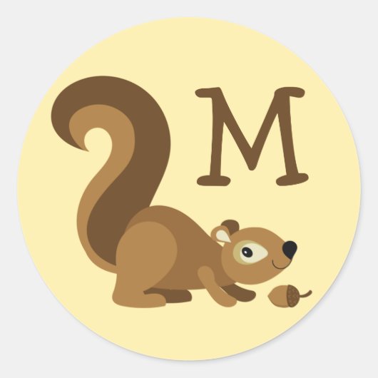 Squirrel Cute Kind Woodland Ronde Sticker (Voorkant)