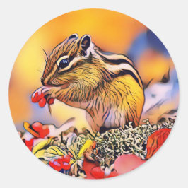 Squirrel Digital Art Painker Ronde Sticker