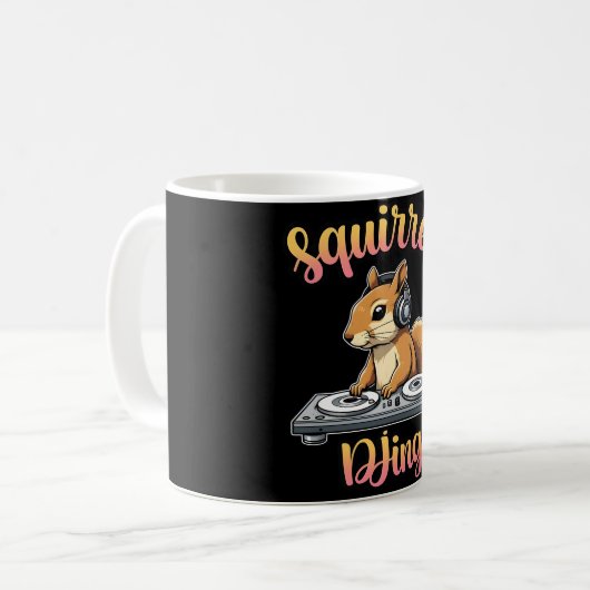 Squirrel DJ Party Vibes Funny Retro DJ Mug Koffiemok (Voorkant links)