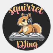 Squirrel DJ Party Vibes Funny Retro DJ Mug Ronde Sticker (Voorkant)