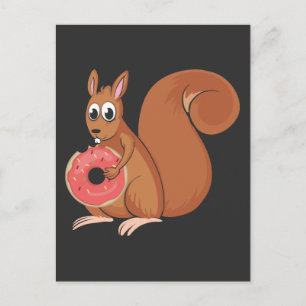 Squirrel Donut Funny Doughnut Rodent Animal Briefkaart