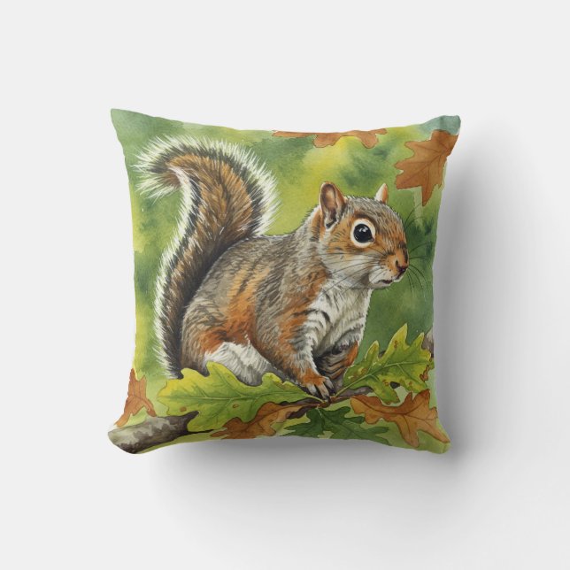 Squirrel Fall Autumn Leaves Pillow Kussen (Voorkant)
