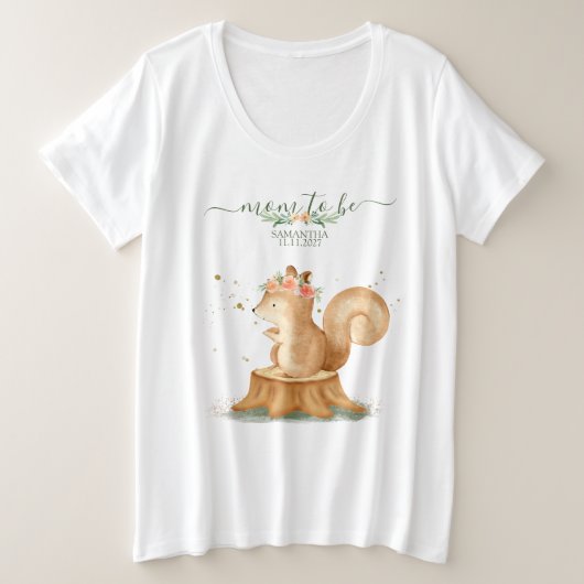 Squirrel Family wildlife baby MOM TO BE Grote Maat T-shirt (Design voorkant)