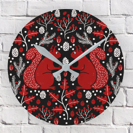 Squirrel Forest Woodland Dark Ronde Klok