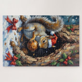 Squirrel Frantically Stashing Christmas Chestnuts Legpuzzel (Horizontaal)