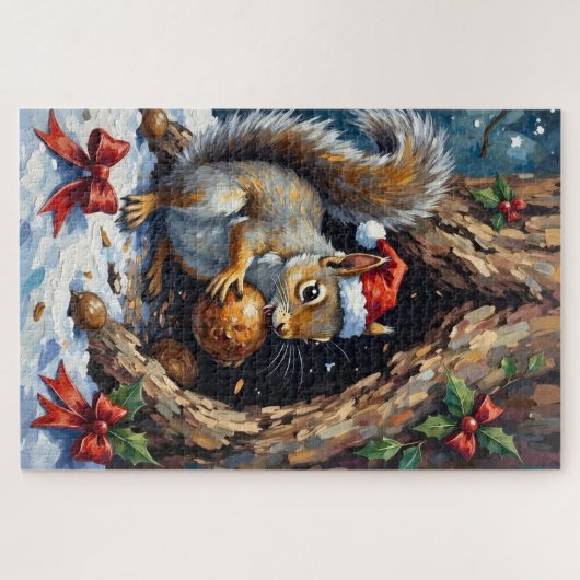 Squirrel Frantically Stashing Christmas Chestnuts  Legpuzzel (Horizontaal)