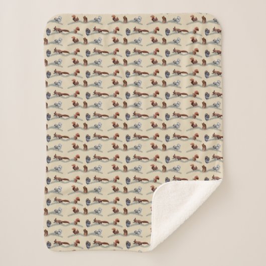 Squirrel Frenzy Sherpa Blanket (Cream) Deken (Voorkant)