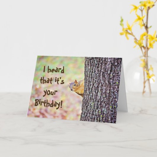 Squirrel Funny Birthday Kaart (Gele Bloem)