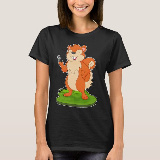 Squirrel Hairdresser Scissors T-shirt (Voorkant)