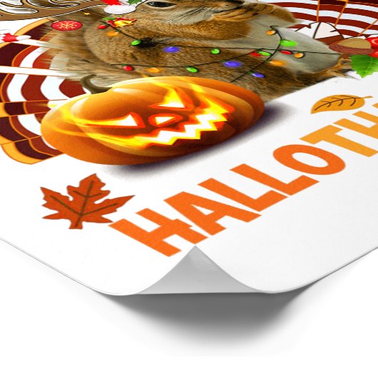 Squirrel Halloween en Merry KerstHappy Hallo Poster (Hoek)