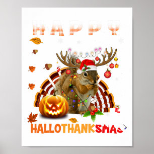 Squirrel Halloween en Merry KerstHappy Hallo Poster
