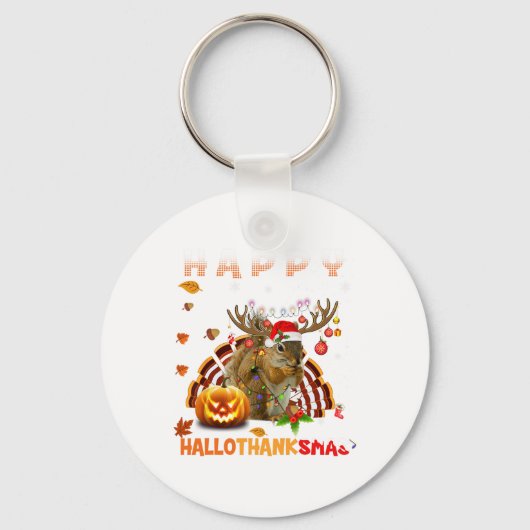 Squirrel Halloween en Merry KerstHappy Hallo Sleutelhanger (Voorkant)