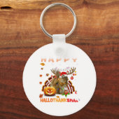 Squirrel Halloween en Merry KerstHappy Hallo Sleutelhanger (Voorkant)