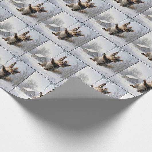 Squirrel Hanging From an Icicle Cadeaupapier (Hoek)