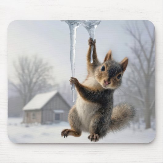 Squirrel Hanging From an Icicle Muismat (Voorkant)