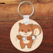Squirrel Happy Halloween Pumpkin Costume Sleutelha Sleutelhanger (Voorkant)
