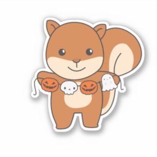 Squirrel Happy Halloween Pumpkin Costume Sticker