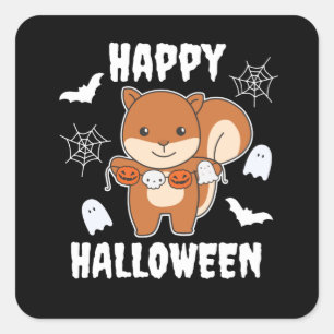 Squirrel Happy Halloween Pumpkin Costume Vierkante Sticker