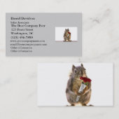 Squirrel Holding Red Rose Bouquet Visitekaartje (Voorkant / Achterkant)
