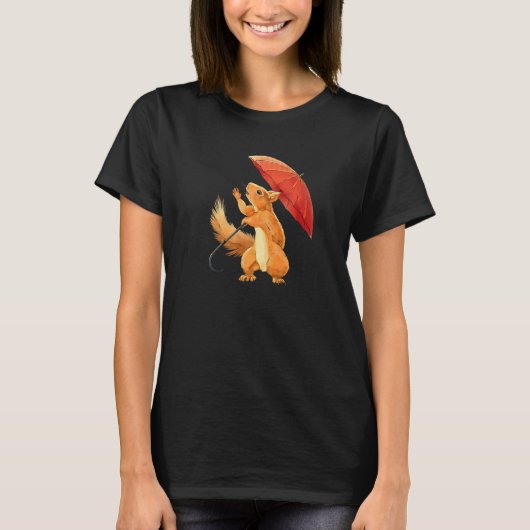 Squirrel Holding Umbrella  Squirrel Enthusiast T-shirt (Voorkant)