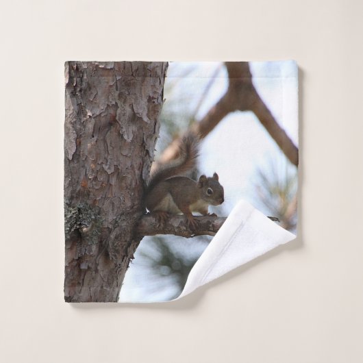 Squirrel in a Pine Tree Towel Set Bad Handdoek (Wasdoekje)