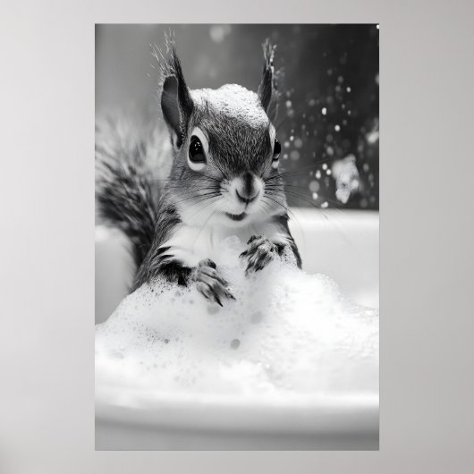 Squirrel in Bathtub Print, Funny Bathroom Wall Art Poster (Voorkant)