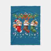 Squirrel In Christmas Socks Lights Squirrel Xmas  Fleece Deken (Voorkant)