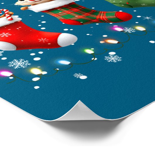 Squirrel In Christmas Socks Lights Squirrel Xmas  Poster (Hoek)