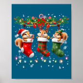 Squirrel In Christmas Socks Lights Squirrel Xmas  Poster (Voorkant)