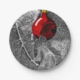 Squirrel in Christmas Tree Papieren Bordje