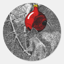 Squirrel in Christmas Tree Ronde Sticker