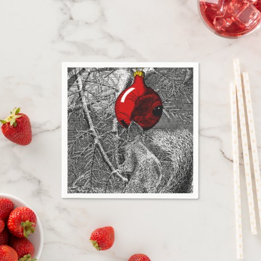 Squirrel in Christmas Tree Servet (Insitu)