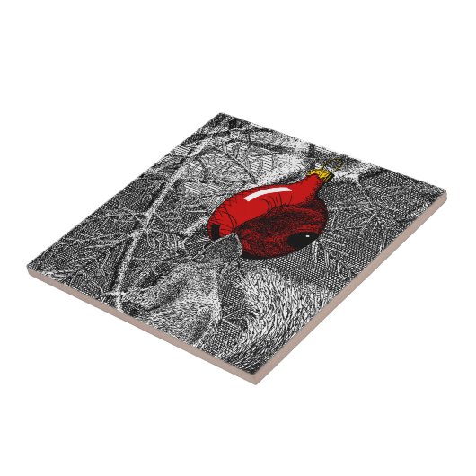 Squirrel in Christmas Tree Tegeltje (Zijkant)