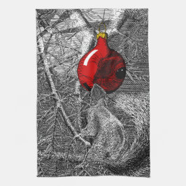 Squirrel in Christmas Tree Theedoek