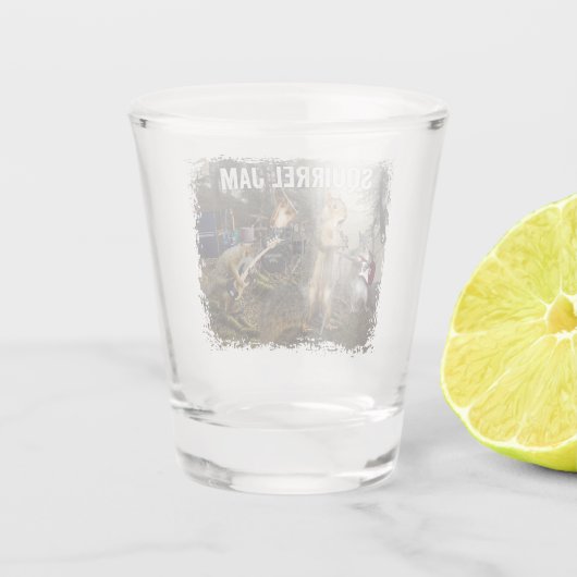 Squirrel Jam - grappige rockband Shot Glas (Achterkant)