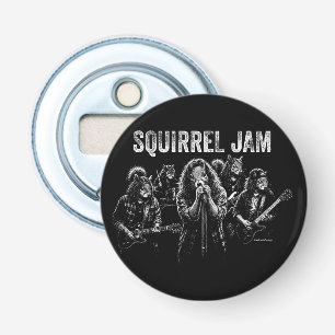 Squirrel Jam - Grappige Vintage Rockband Parodie D Button Flesopener