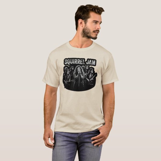 Squirrel Jam - Grappige Vintage Rockband Parodie T-shirt (Voorkant volledig)