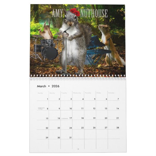 Squirrel Jam - Nutty Musicians Calendar Kalender (Mar 2026)