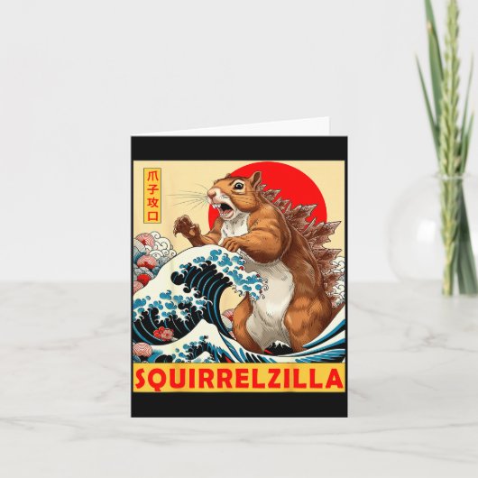 Squirrel Japanese Art Funny Squirrel For Men Women Kaart (Voorkant)