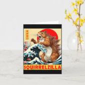 Squirrel Japanese Art Funny Squirrel For Men Women Kaart (Gele Bloem)