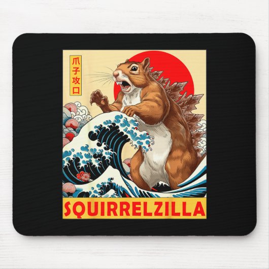 Squirrel Japanese Art Funny Squirrel For Men Women Muismat (Voorkant)