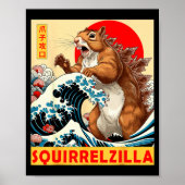 Squirrel Japanese Art Funny Squirrel For Men Women Poster (Voorkant)