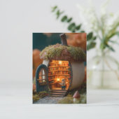 Squirrel Library Inside a Mossy Acorn House Feestdagenkaart (Staand voorkant)