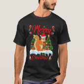 Squirrel Lights Xmas Tree Santa Squirrel Christmas T-shirt (Voorkant)