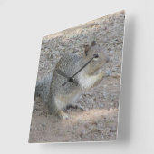Squirrel Lover Foto Schattig grijs bos Dier Vierkante Klok (Hoek)