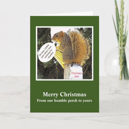 SQUIRREL MET CORN COB/CHRISTMAS-HUMOR FEESTDAGEN KAART (Voorkant)